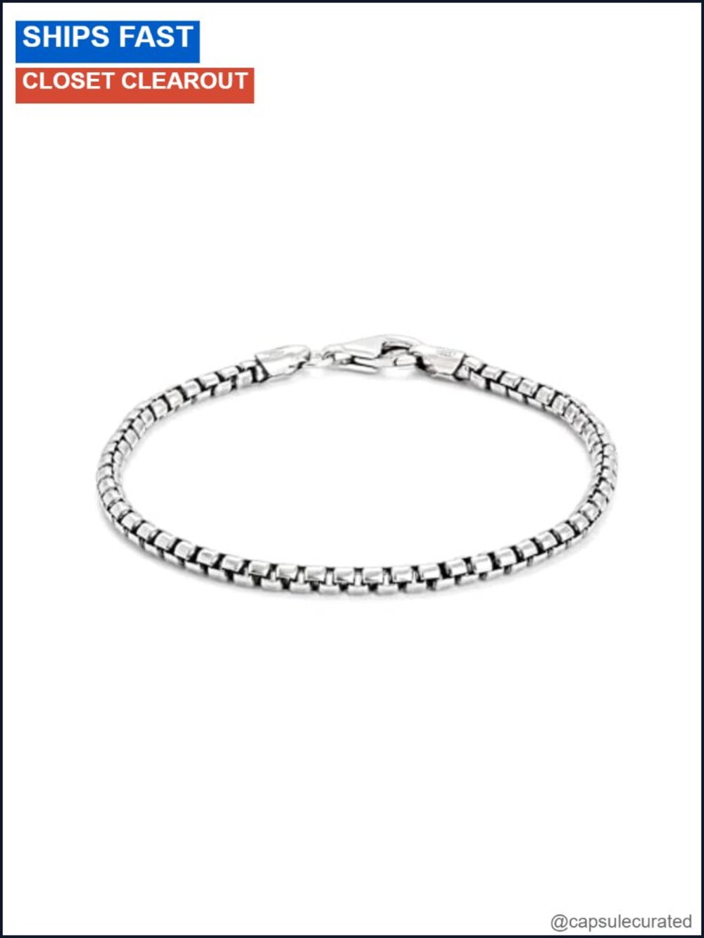 Solid 925 Sterling Silver Box Chain Bracelet Classic Link Wristband